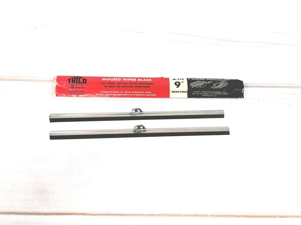 Vintage 1936 Trico Single Windshield Wiper Blades M-778 9" Set of 2 Made In USA